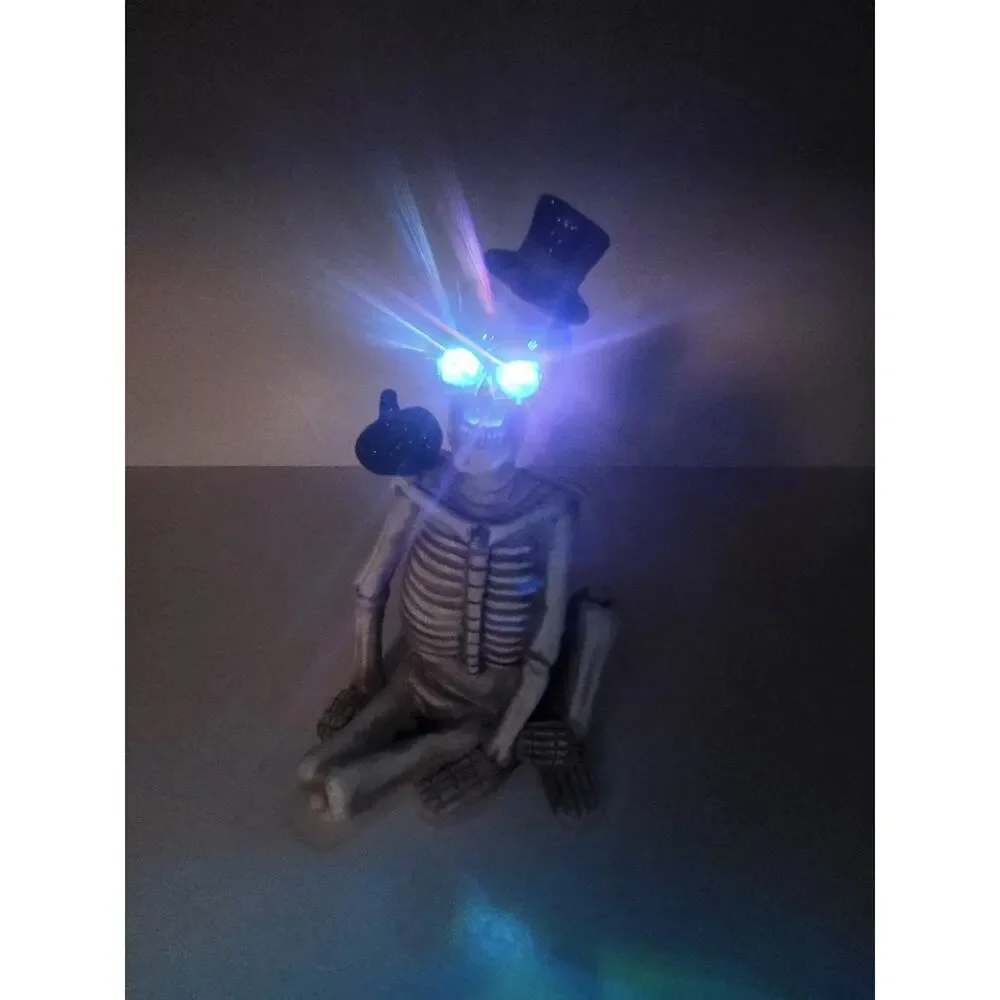 Skeleton Light Up Halloween Tabletop Decor With Flashing Eyes New